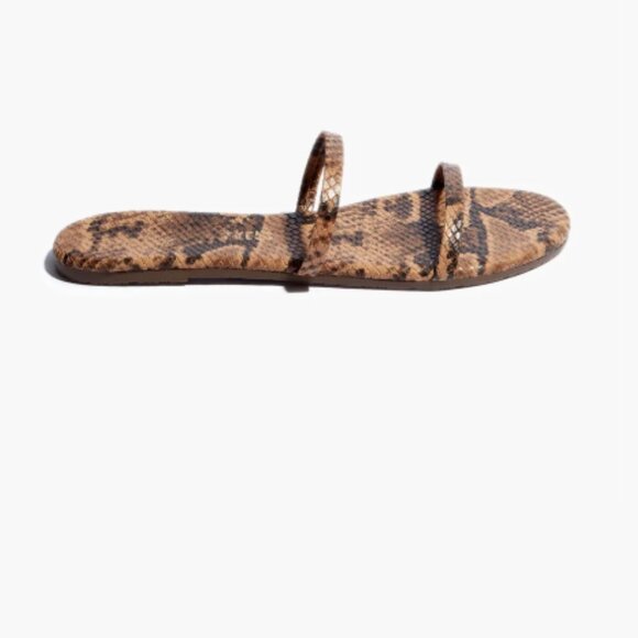 NEW TKEES Made In Brazil Leather Gemma Flat Sandals in snake for women 7252j1 - Picture 2 of 5